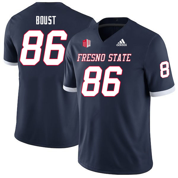 Men #86 Jake Boust Fresno State Bulldogs College Football Jerseys Sale-Navy